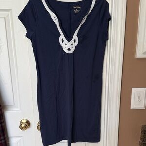 Lilly Pulitzer Navy Dress with White Knot Trim